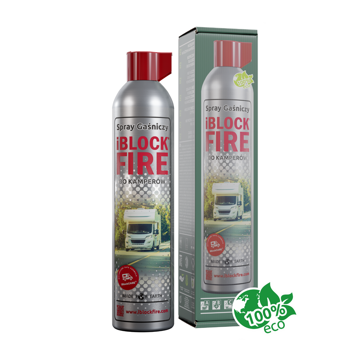 Spray Gaśniczy iBlockFIRE do kamperów z opakowaniem