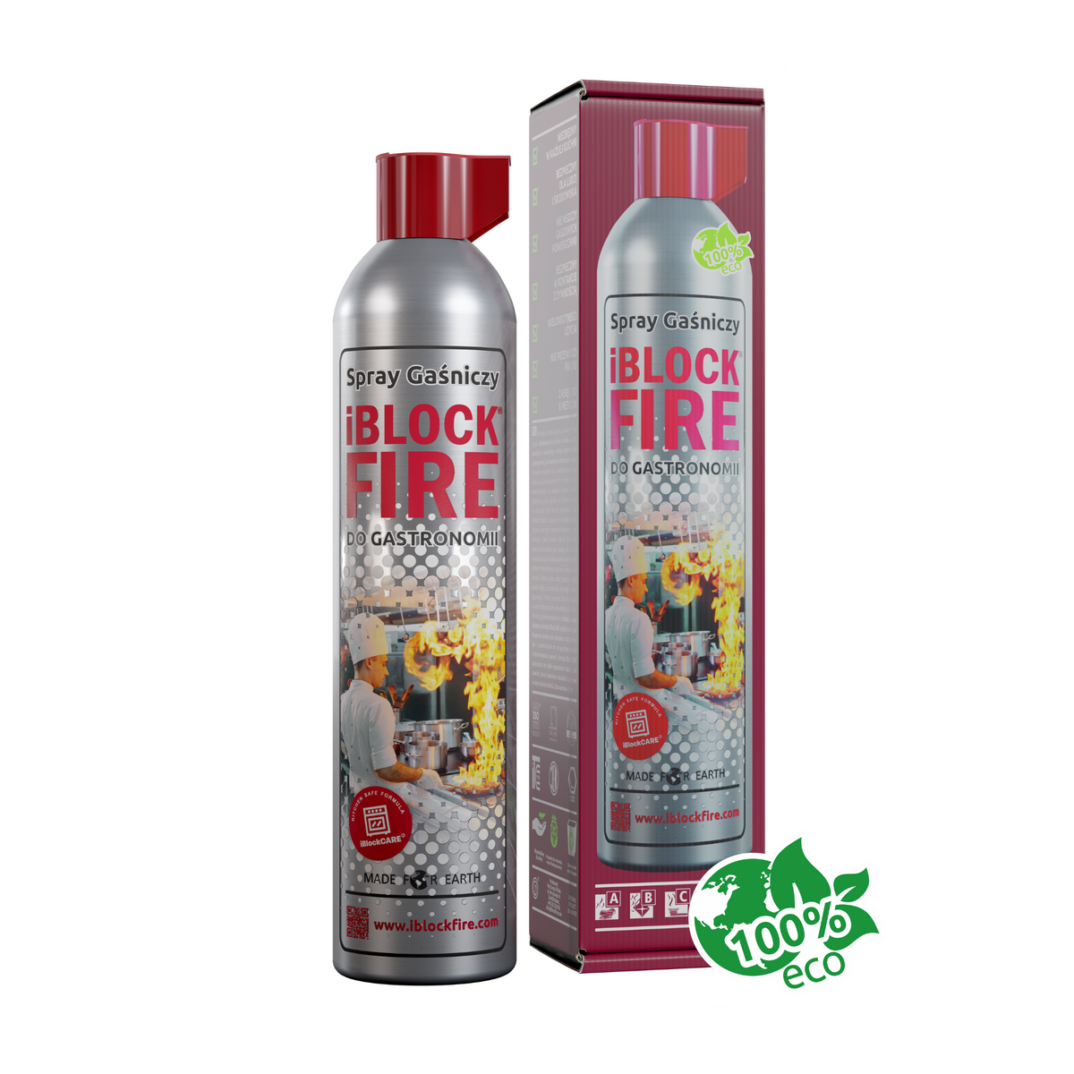 Spray Gaśniczy iBlockFIRE do kuchni z opakowaniem